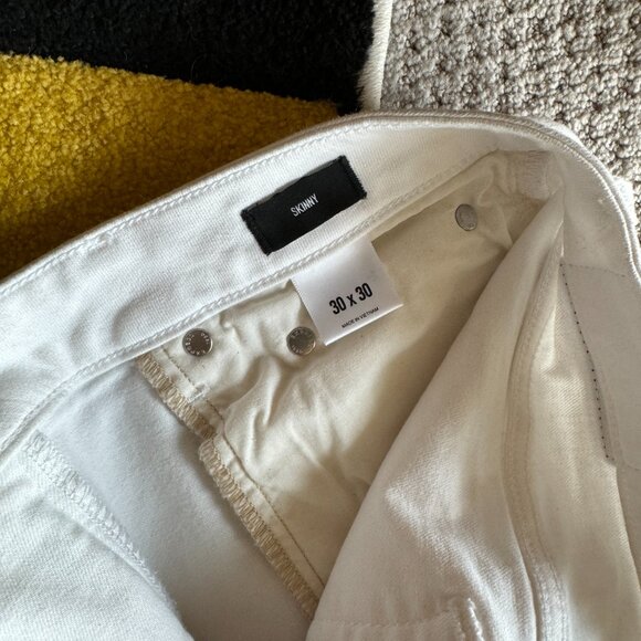 Express Mens White Ripped Skinny Jeans - Picture 7 of 9